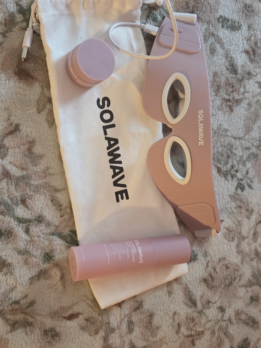 Solawave Pink LED Beauty Eye Mask with Accessories